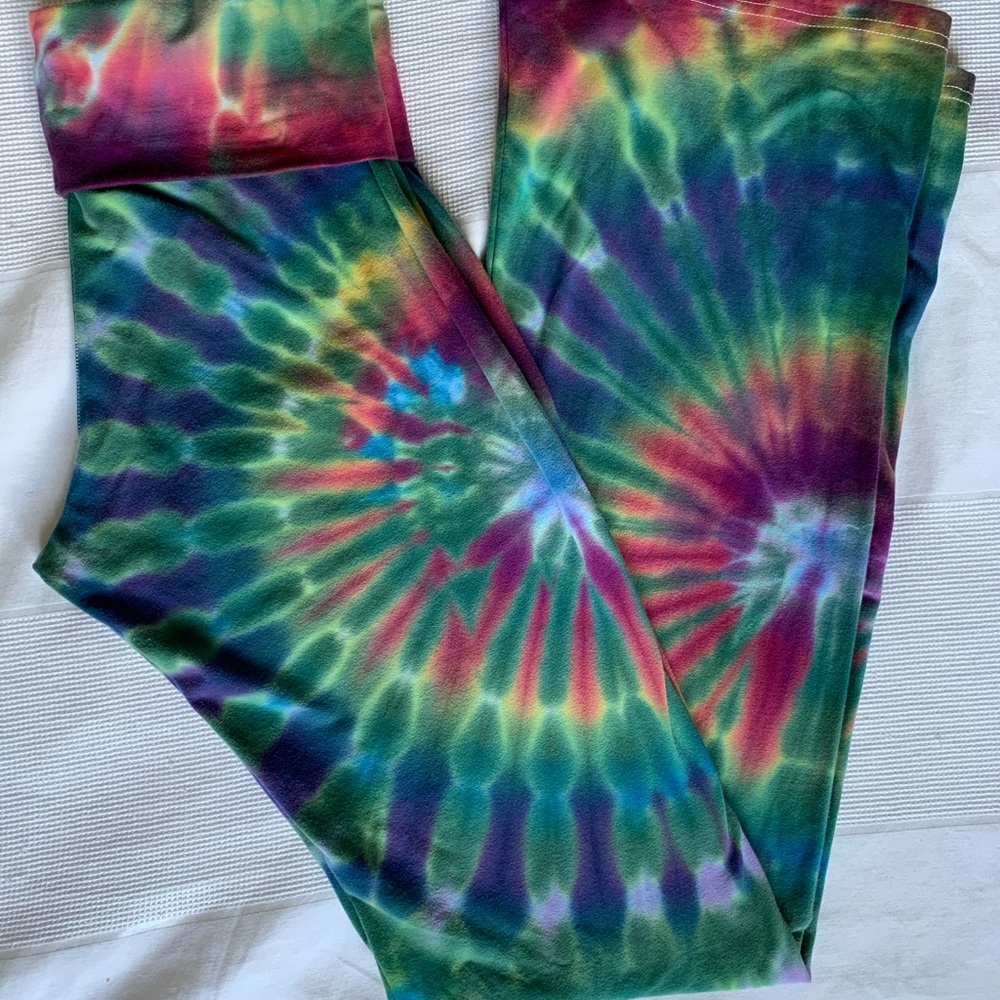 Large Hand dyed tie dye yoga pants